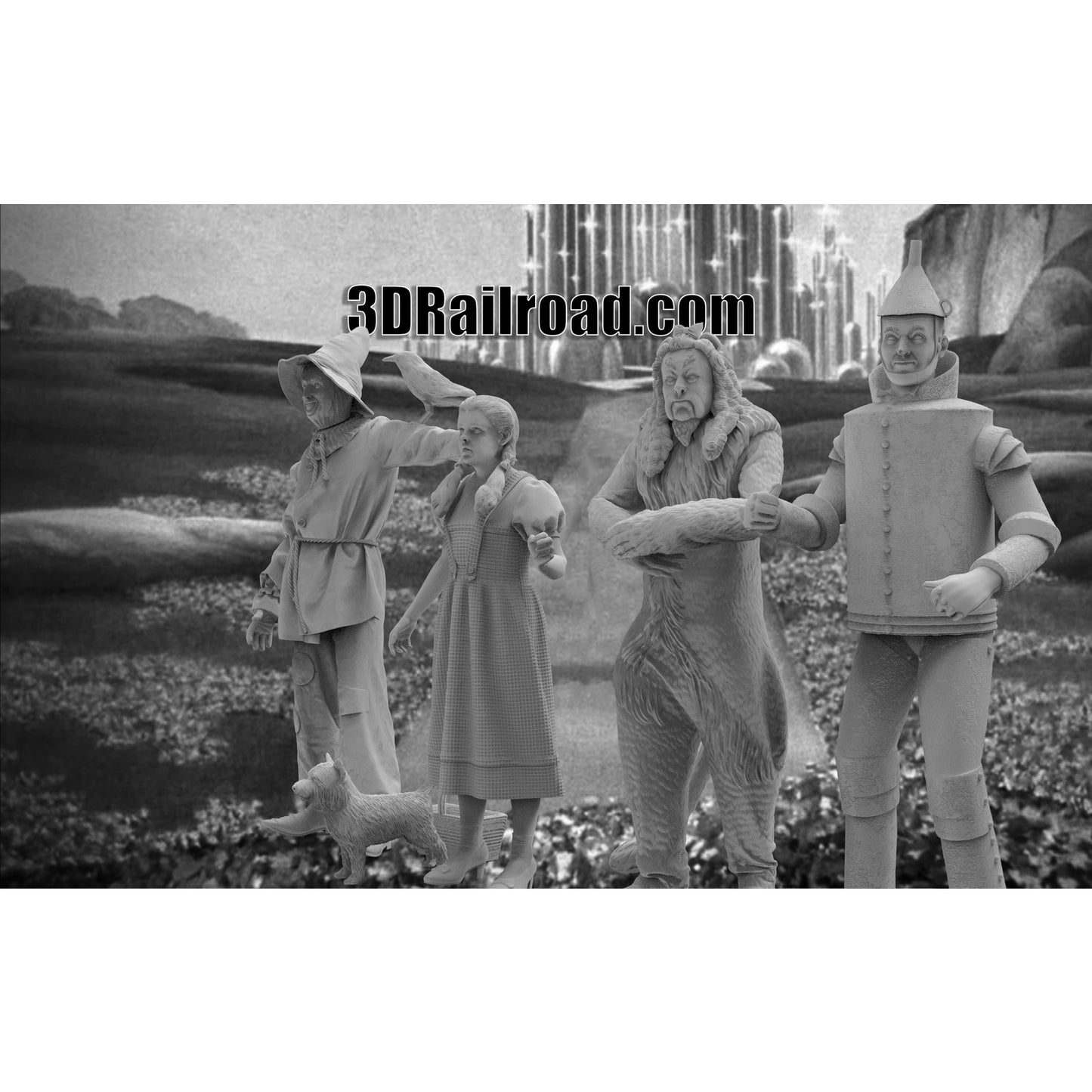 HO scale 1/187 Visitors To OZ  5 Figures Wash printed in 14k Grey Resin