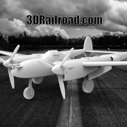 P38 Lightning - Planes - Custom Sculptures 3D Printed in Clear Resin