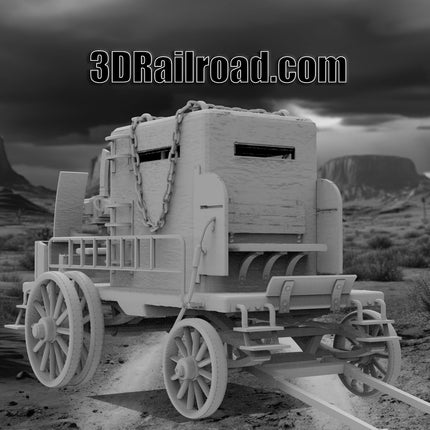 Armored Wagon Type 2 - Custom Sculptures 3D Printed in Grey Resin