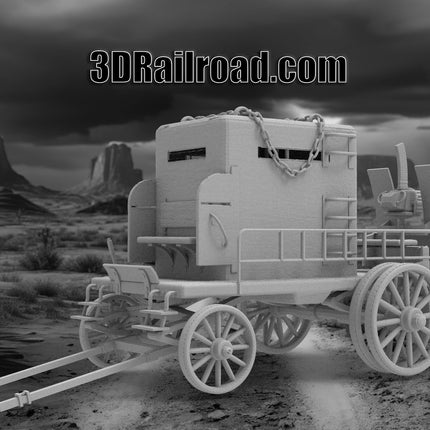 Armored Wagon Type 2 - Custom Sculptures 3D Printed in Grey Resin