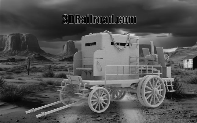 Armored Wagon Type 2 - Custom Sculptures 3D Printed in Grey Resin