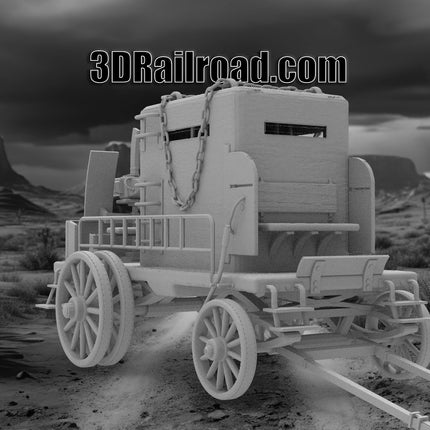 Armored Wagon Type 2 - Custom Sculptures 3D Printed in Grey Resin