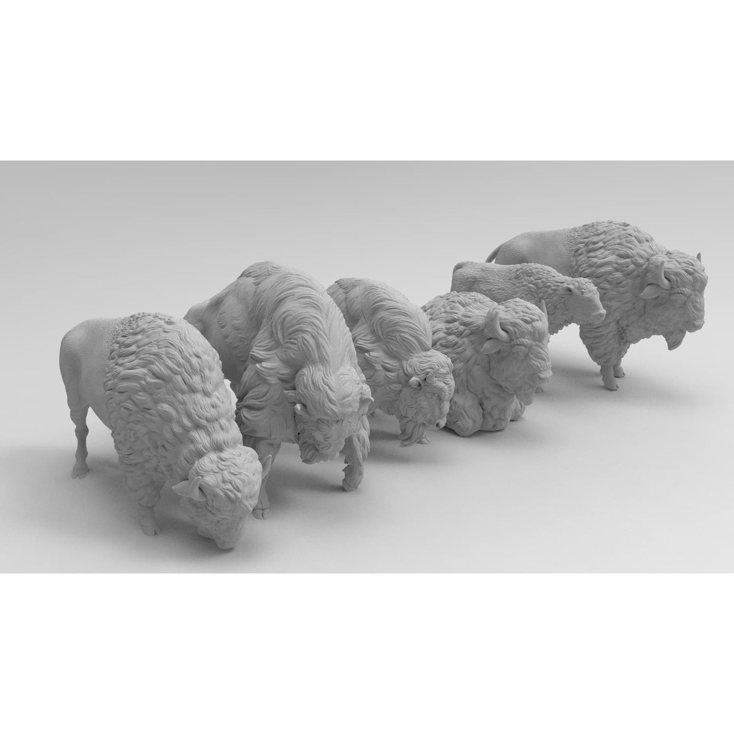 HO Scale 1/87  Buffalo set of 6 Printed in Clear Resin