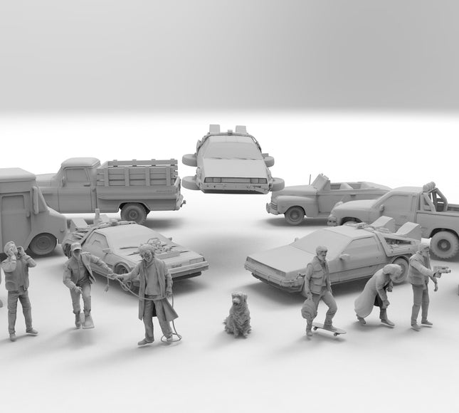 Docs Time Machine, Cars, Figures Extras - Custom Sculptures 3D Printed in Clear Resin