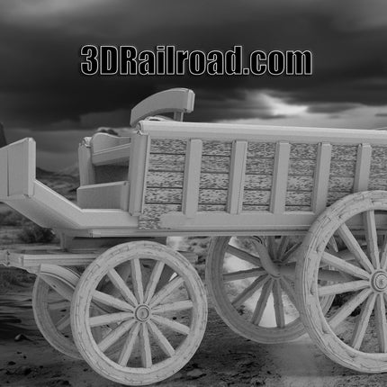Buckboard Wagon - Custom Sculptures 3D Printed in Grey Resin