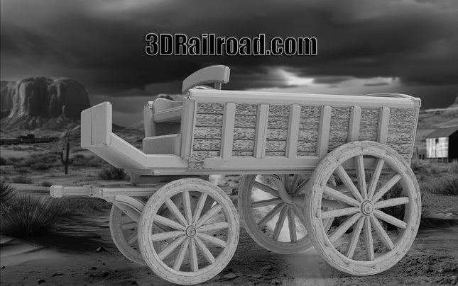 Buckboard Wagon - Custom Sculptures 3D Printed in Grey Resin