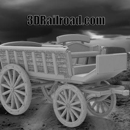 Buckboard Wagon - Custom Sculptures 3D Printed in Grey Resin