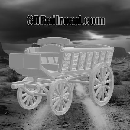 Buckboard Wagon  Type 2 - Custom Sculptures 3D Printed in Grey Resin