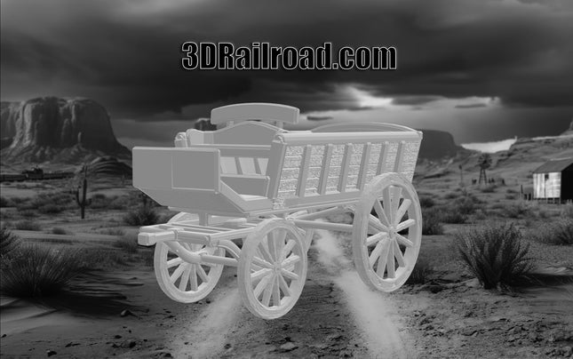Buckboard Wagon  Type 2 - Custom Sculptures 3D Printed in Grey Resin