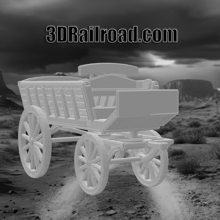 Buckboard Wagon  Type 2 - Custom Sculptures 3D Printed in Grey Resin