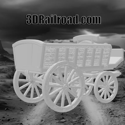 Buckboard Wagon  Type 2 - Custom Sculptures 3D Printed in Grey Resin
