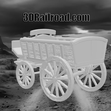 Buckboard Wagon  Type 2 - Custom Sculptures 3D Printed in Grey Resin