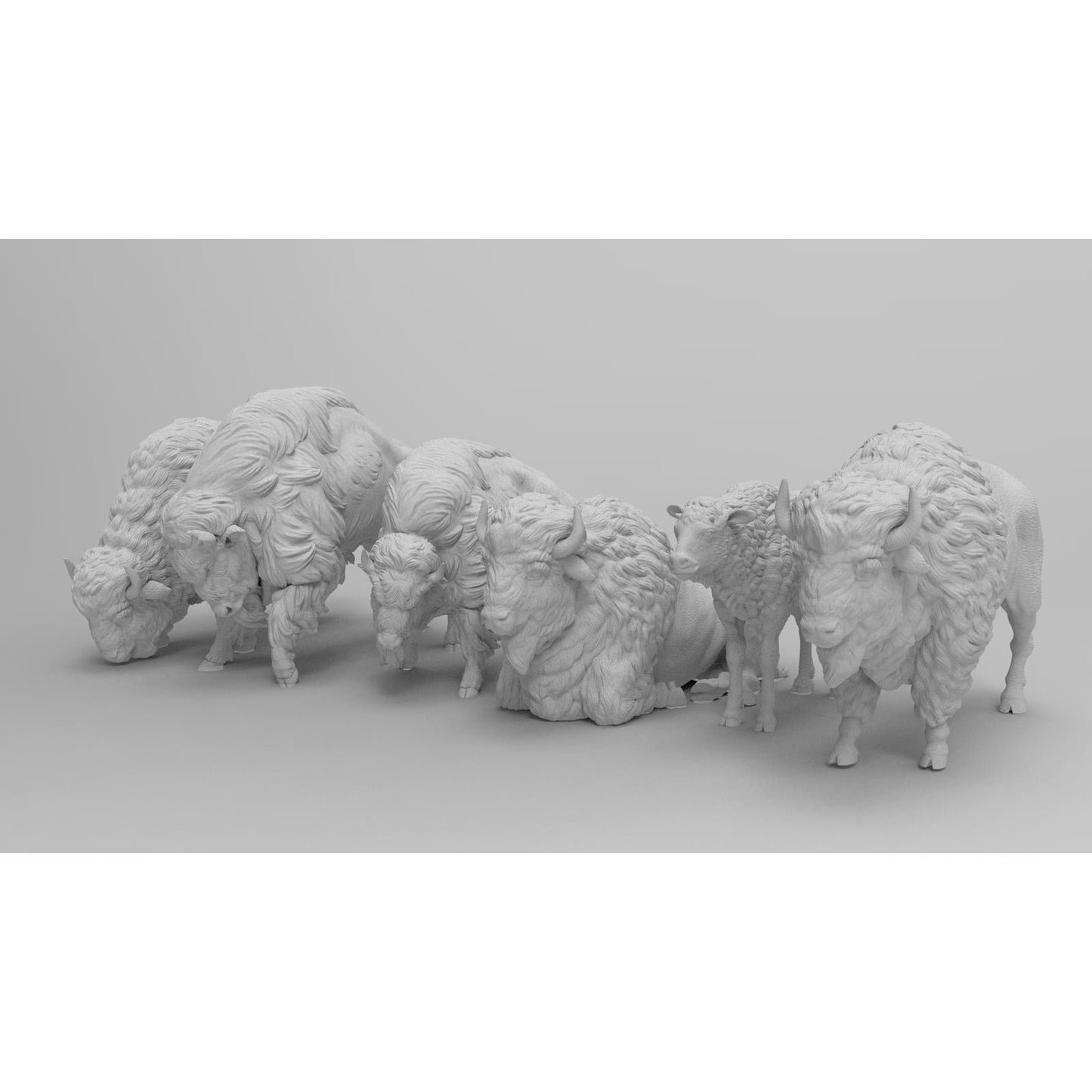 HO Scale 1/87  Buffalo set of 6 Printed in Clear Resin