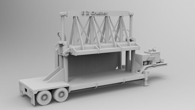 Car Crusher - Semi Trailer - Custom Sculptures 3D Printed in Grey Resin