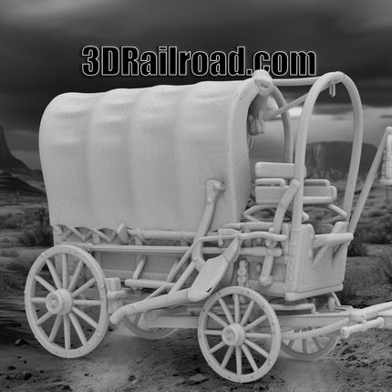 Covered Wagon - Custom Sculptures 3D Printed in Grey Resin
