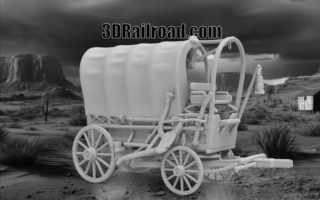 Covered Wagon - Custom Sculptures 3D Printed in Grey Resin