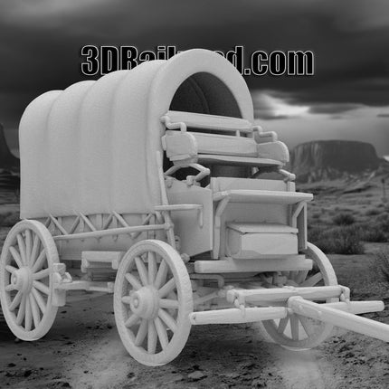 Covered Wagon - Custom Sculptures 3D Printed in Grey Resin