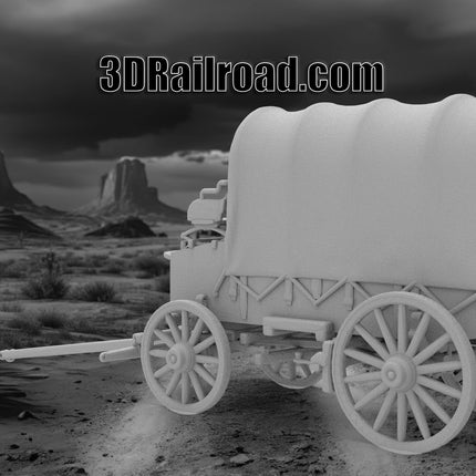 Covered Wagon - Custom Sculptures 3D Printed in Grey Resin