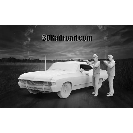 HO Scale 1/87 A Supernatural 67 Impala with Dean and Sam Printed in Clear Resin