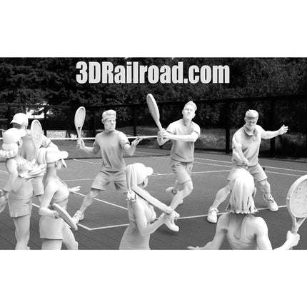N 1/160 Tennis Players -  8 Figures - Custom Sculptures 3D Printed in Grey