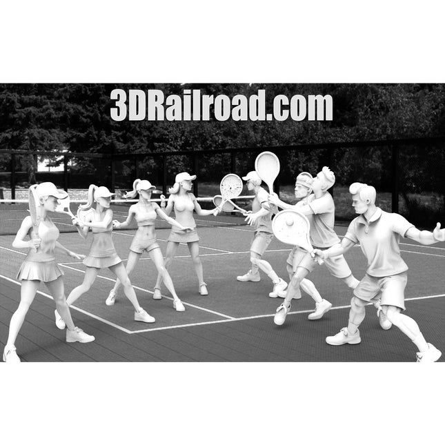 N 1/160 Tennis Players -  8 Figures - Custom Sculptures 3D Printed in Grey
