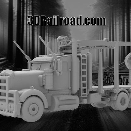 Kenworth Semi with Loading Claw - Logging - Custom Sculptures 3D Printed in Clear Resin (Copy)