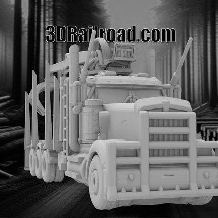 Kenworth 990 with Logging Claw - Logging - Custom Sculptures 3D Printed in Clear Resin