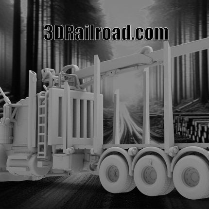 Kenworth 990 with Logging Claw - Logging - Custom Sculptures 3D Printed in Clear Resin