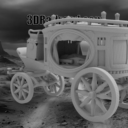 Hearse Type 1 - Custom Sculptures 3D Printed in Grey Resin
