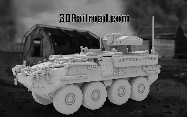 M1134 Stryker Tow - Military - Custom Sculptures 3D Printed in Grey Resin