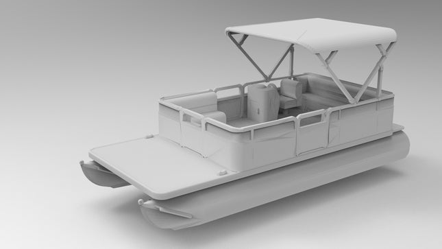 Older Pontoon - Boats - Custom Sculptures 3D Printed in Clear Resin