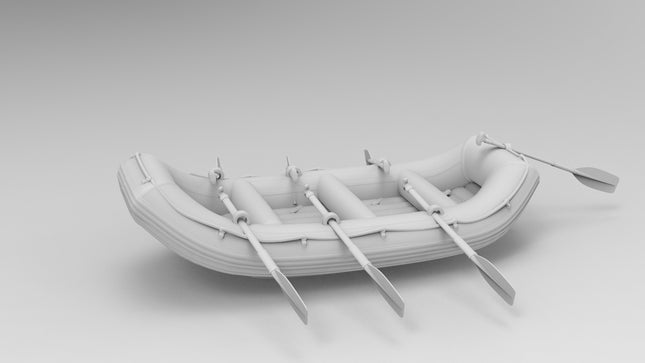 River Raft - Boats - Custom Sculptures 3D Printed in Clear Resin