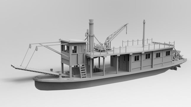 Paddlewheeler Small - Boats - Custom Sculptures 3D Printed in Clear Resin