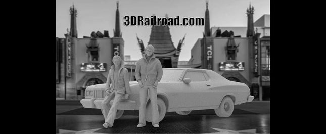 70s Detective Show, Car and Figures - Custom Sculptures 3D Printed in Clear Resin