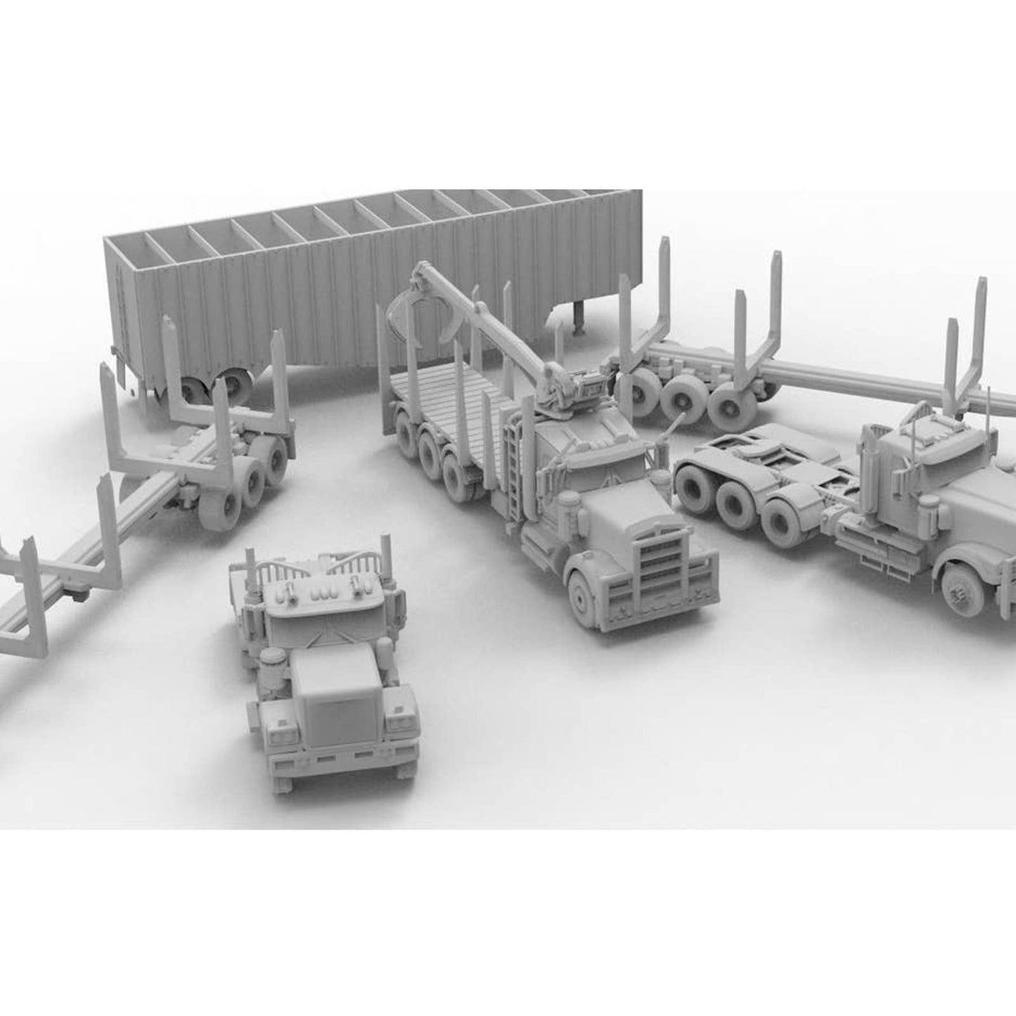 HO 1/87th scale Logging Set 3 - Transport Semis and Trailers