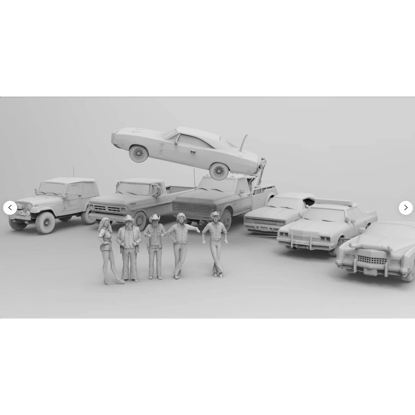 HO Scale 1/87 Boys of Hazard 7 Car set with figures - Printed in Clear Resin