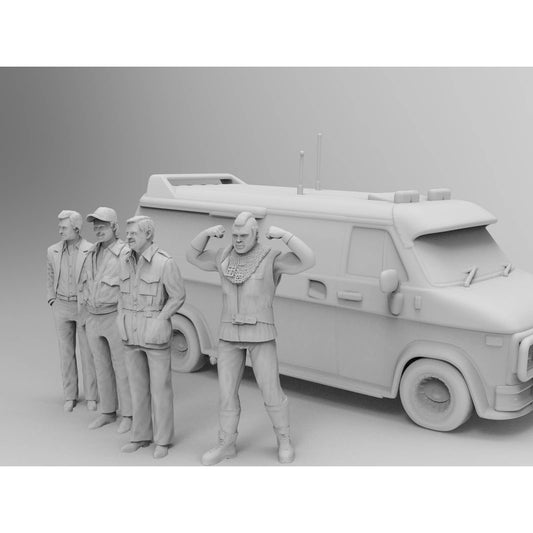 HO Scale 1/87 A Team Vandura and Figures Printed in Clear Resin