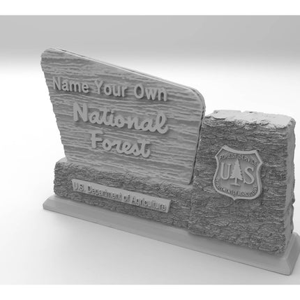 N Scale 1/160 National Forest Sign 2x - Personalized - Printed in Gray Resin