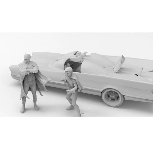 HO Scale 1/87 1960s BatMobile with Figures Printed in Clear Resin