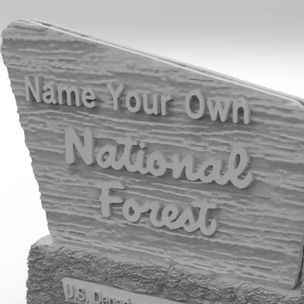 N Scale 1/160 National Forest Sign 2x - Personalized - Printed in Gray Resin