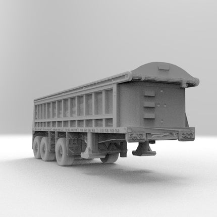 3 Axel Trailer - Semi Trailer - Custom Sculptures 3D Printed in Grey Resin
