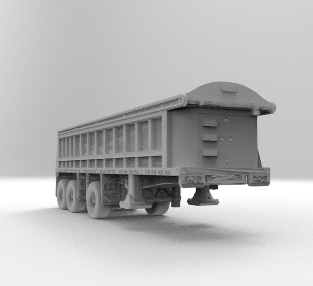 3 Axel Trailer - Semi Trailer - Custom Sculptures 3D Printed in Grey Resin