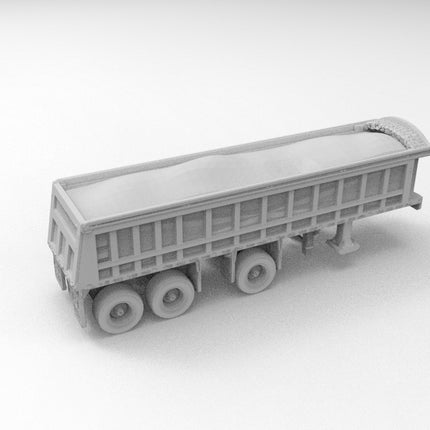 3 Axel Trailer - Semi Trailer - Custom Sculptures 3D Printed in Grey Resin