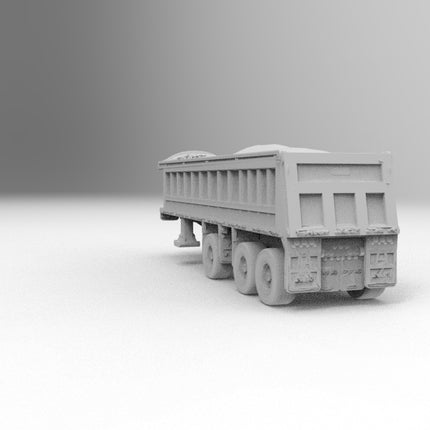 3 Axel Trailer - Semi Trailer - Custom Sculptures 3D Printed in Grey Resin