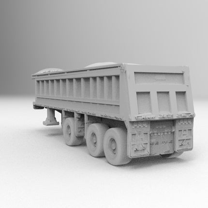 3 Axel Trailer - Semi Trailer - Custom Sculptures 3D Printed in Grey Resin