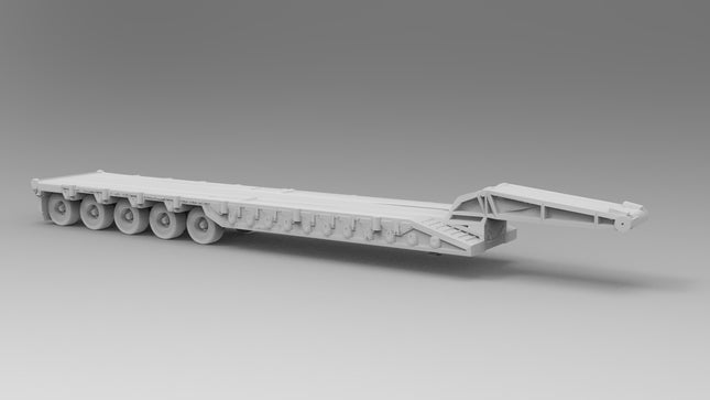 5 Axel Rolloff Type 2- Semi Trailer - Custom Sculptures 3D Printed in Grey Resin