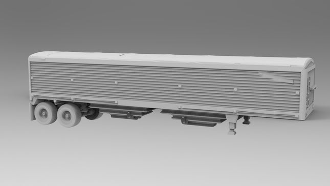 Covered Grain Trailer - Semi Trailer - Custom Sculptures 3D Printed in Grey Resin