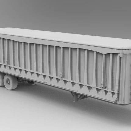 Fabric CoveredTrailer - Semi Trailer - Custom Sculptures 3D Printed in Grey Resin