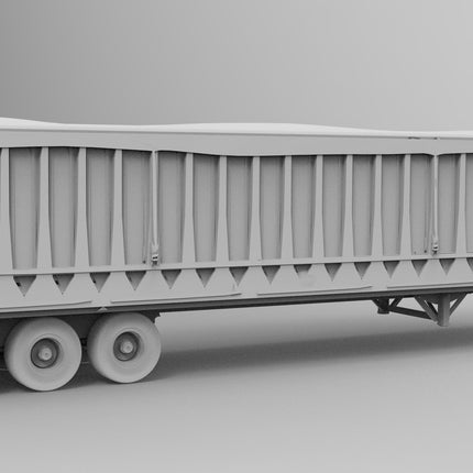 Fabric CoveredTrailer - Semi Trailer - Custom Sculptures 3D Printed in Grey Resin