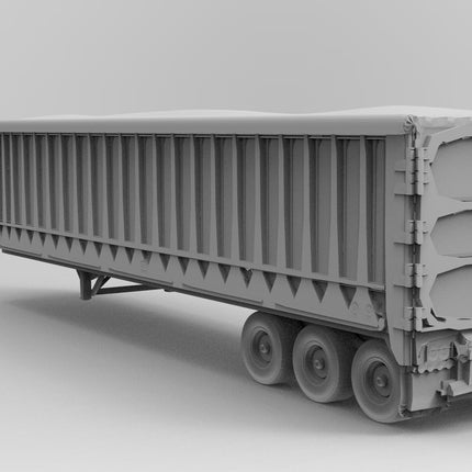 Fabric CoveredTrailer - Semi Trailer - Custom Sculptures 3D Printed in Grey Resin